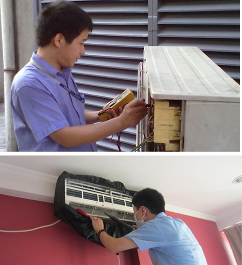 厚街醫(yī)院分體空調(diào)維修清洗現(xiàn)場(chǎng)